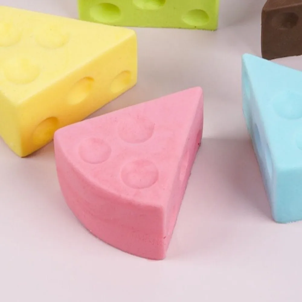 Sensory Triangle Cheese Squeezed Cube Super Soft Realistic Cheese Squishy Kneading Elastic Cheese Pinch Stress Relief