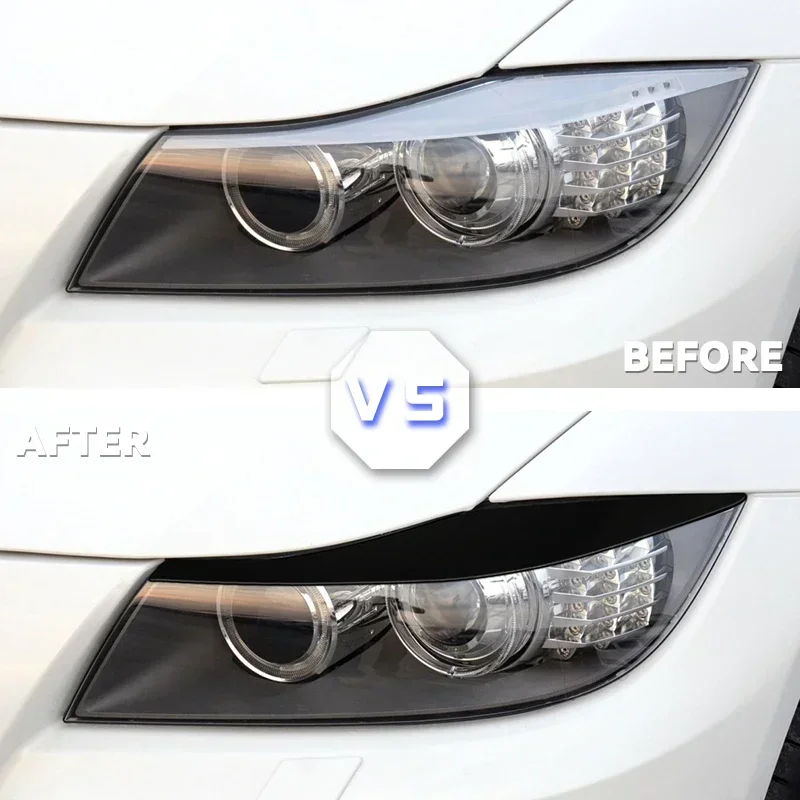 2Pcs ABS Gloss Headlight Eyebrows Eyelid For BMW 3 Series E90 E91 2005 -2011 Sedan / Touring Tuning