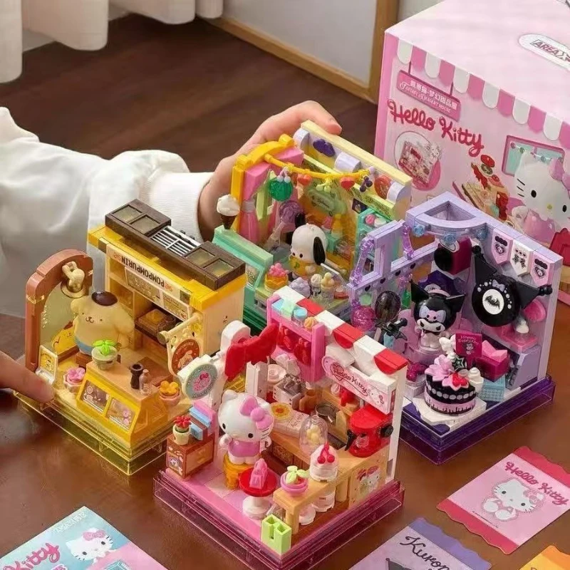 AREAX Building Blocks Sanrio Building Blocks Kuromi Building Blocks Hello Kitty Cute Puzzle Assembly Accessories Toys Gifts