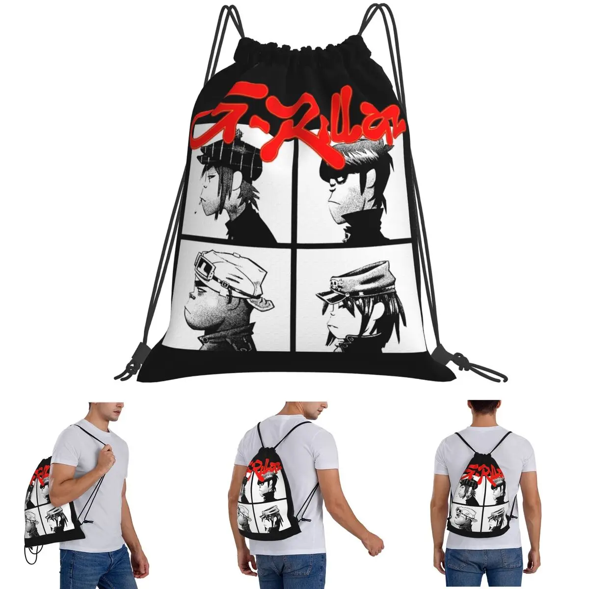 

Gorillaz Music Band Gothic Backpacks Portable Drawstring Bundle Pocket Sundries Bag Book Bags for Man Woman Students