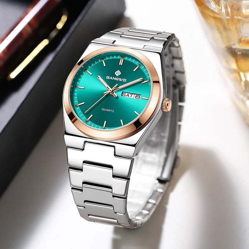 BANGWEI Men Watch Casual Business Waterproof Watches For Men Fashion Stainless Steel Sport Luminous Men Quartz Wristwatch Clock