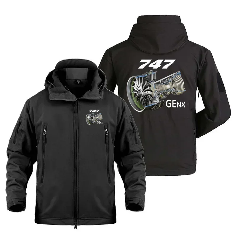 

747 GENX Engine Aviation Pilots Outdoor Military Men's Tactical Shark Skin Fleece Warm SoftShell Coats Jackets