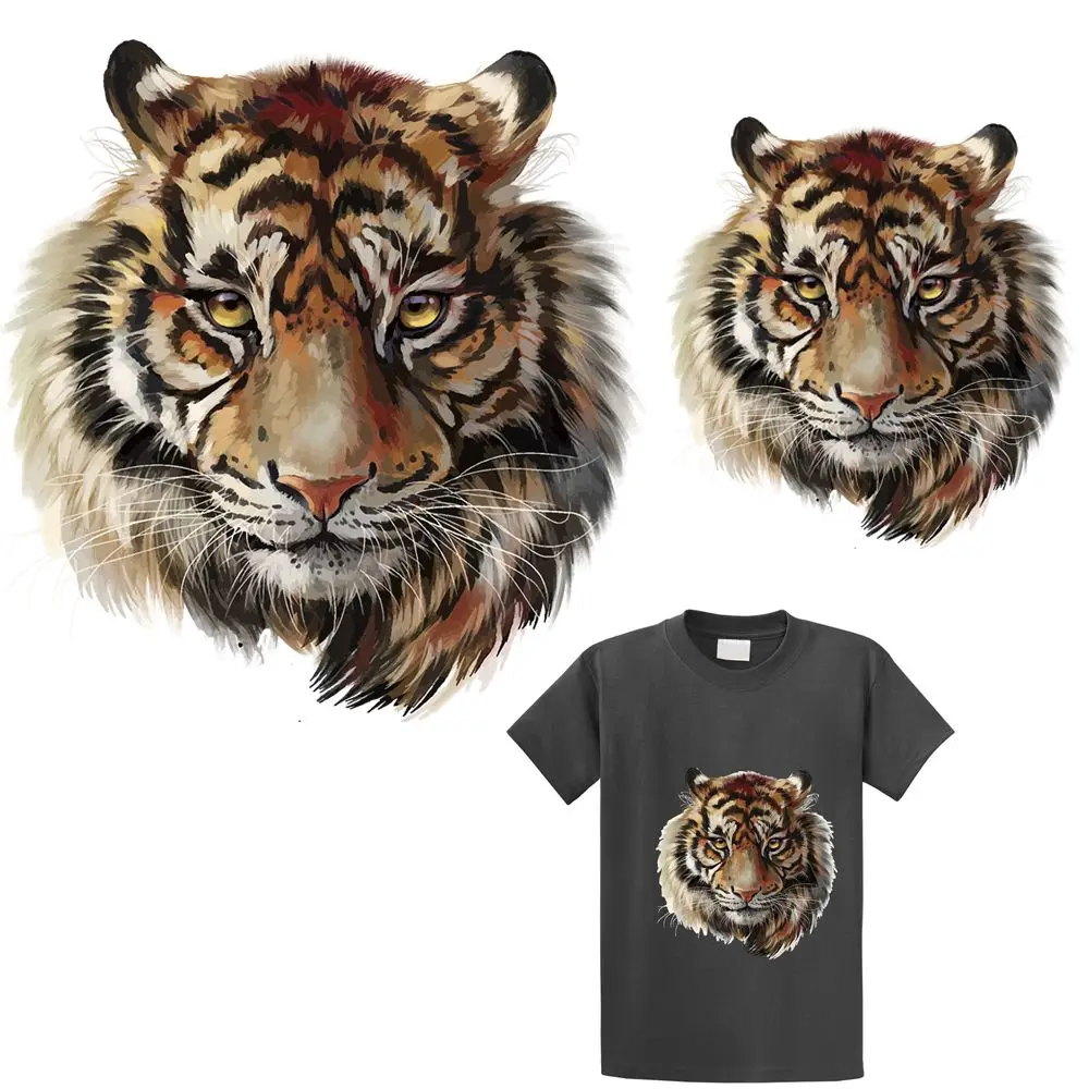 Tiger Patches T-shirt Press Heat Transfer Sticker A-level Washable Iron On Appliques For T-shirt Dresses Decoration DIY Printing