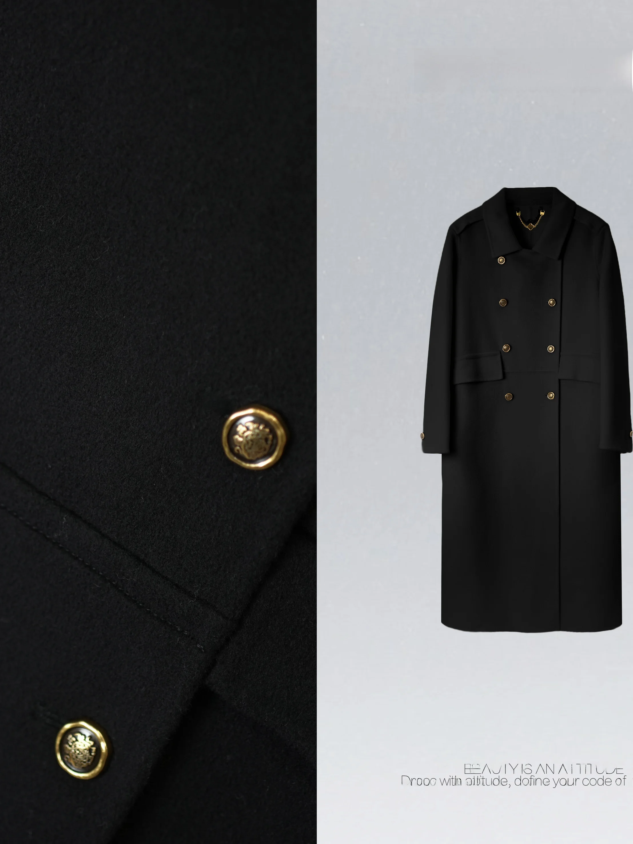 

Retro Briti Sle Long Woolen Coat Fem Youth Thiened Outerwear Open Front Pure Color Camere 0% Lambswool 90%