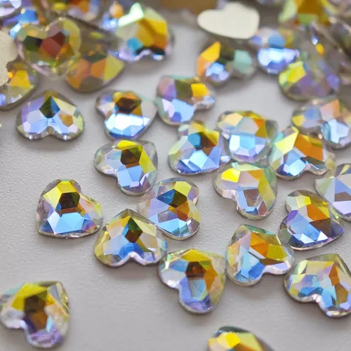 Imagen 2 del producto wholesale 5.5*6mm Corazón INS Hot Flat Back Nail Rhinestone Cristales de Forma Especial Nail Art Stones Decoración Personalizada 3D