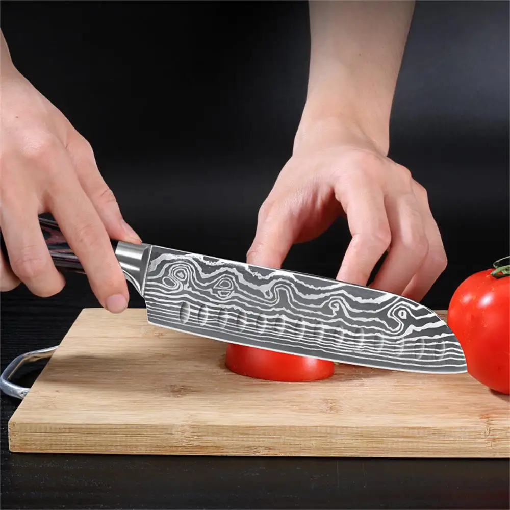 7 Inch Santoku Knife Stainless Steel Kitchen Knife Sharp Japanese Chef Knife Fruit Fish Meat Slicing Knife Cooking Cutting Tools