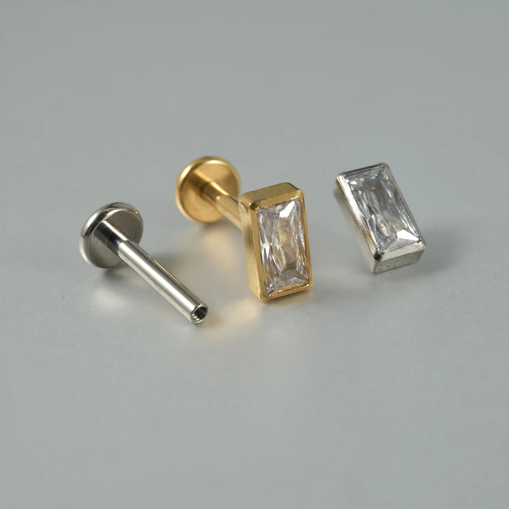1PC G23 Solid Titanium Zircon Moon Flower Rook Helix Stud Tragus Cartilage Earring Lobe Labret Piercing Body Jewelry 16G