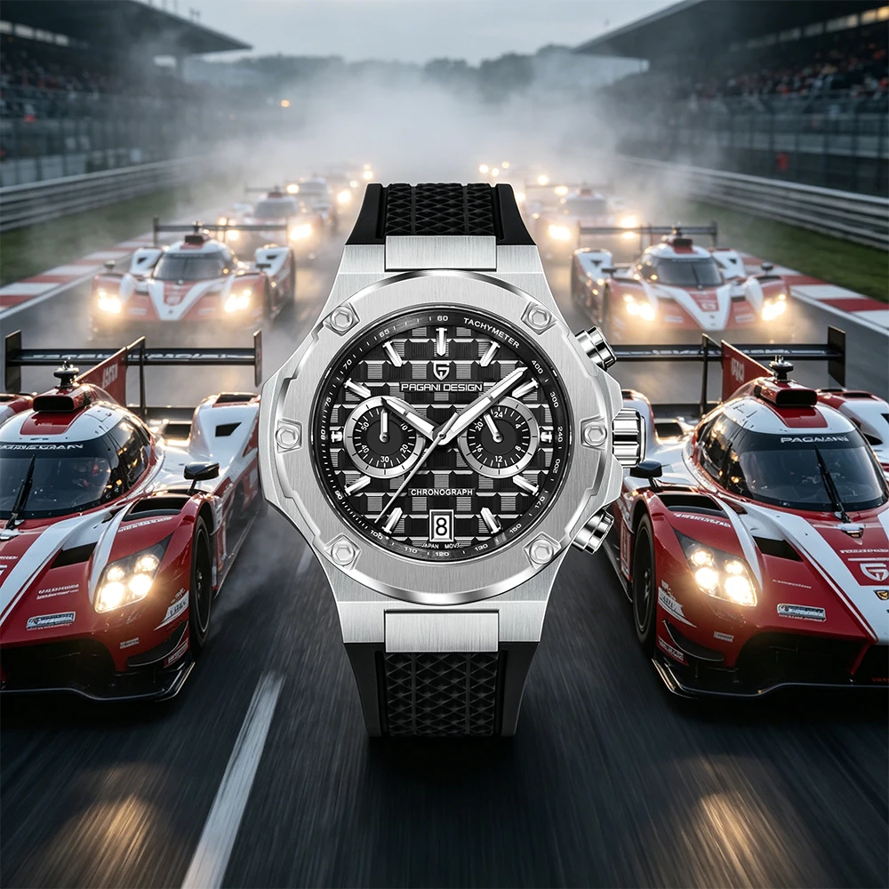 2026 New PAGANI DESIGN Luxury Stainless Steel Men's Watch Outdoor Sports Waterproof Rubber Timing Code Luminous Watches for Man