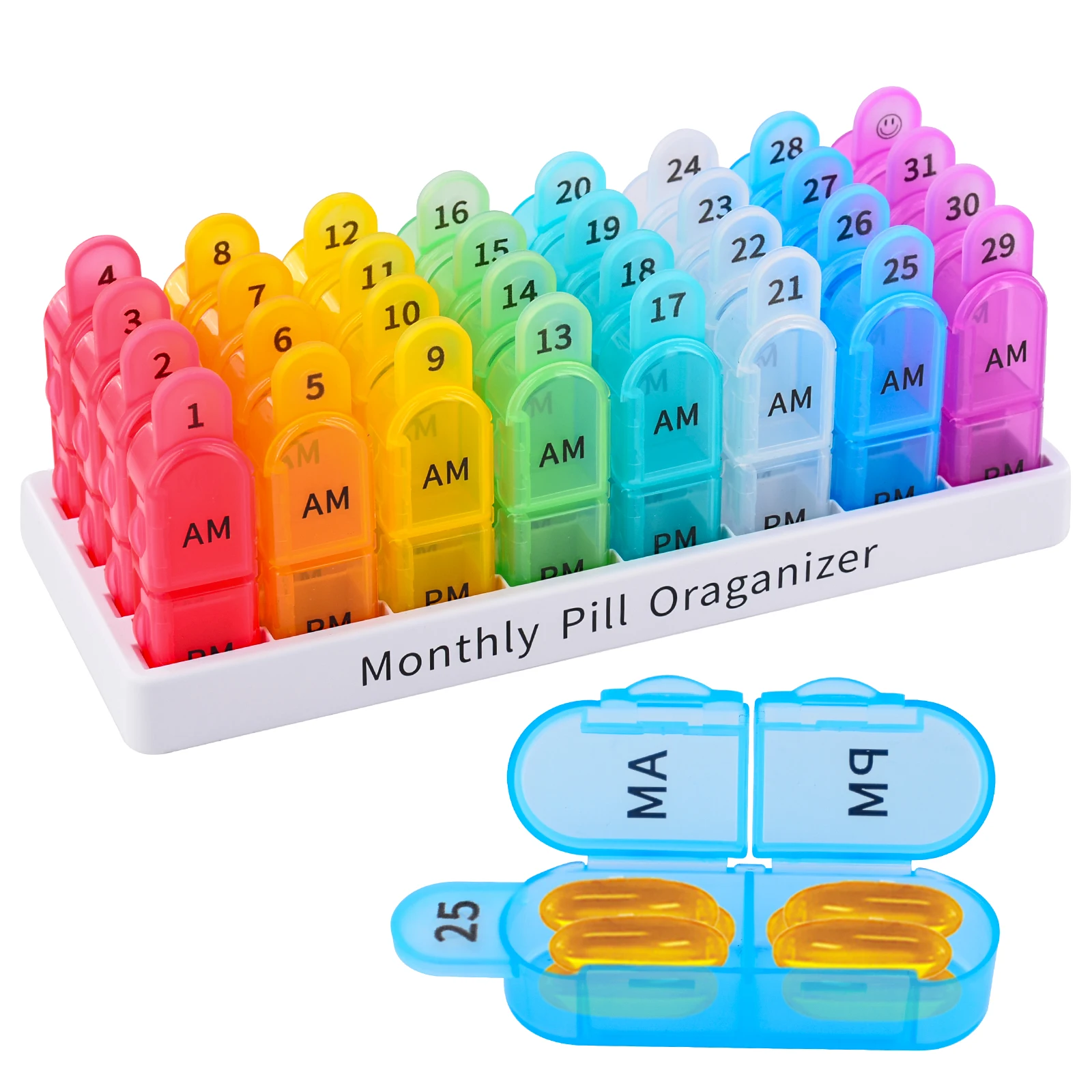 

1Pcs 30 Days Monthly Pill Box Holder Medicine Storage Organizer Drug Container Case BPA Free Pillbox Dropshipping&Wholsale