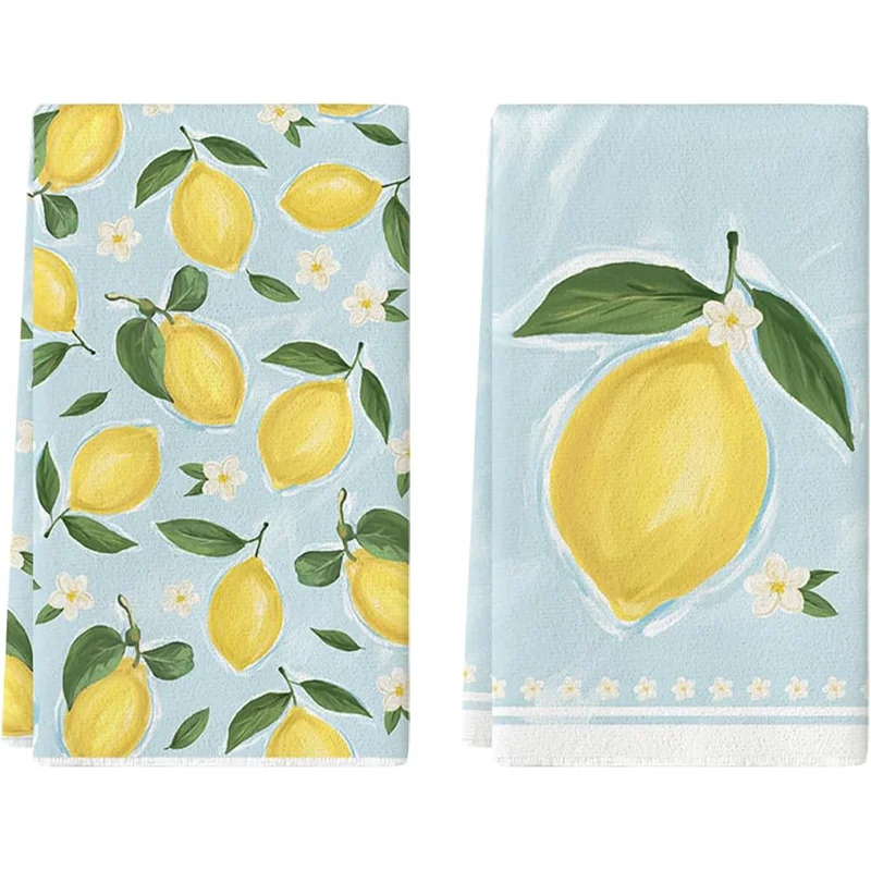 2 piezas, paños de cocina con diseño de flor de limón, juego de paños de 40 cm x 60 cm, los mejores paños de cocina, paños de cocina divertidos, paño de limpieza suave súper absorbente, paños de cocina para cocinar y hornear, toallas de mano, paños de lim