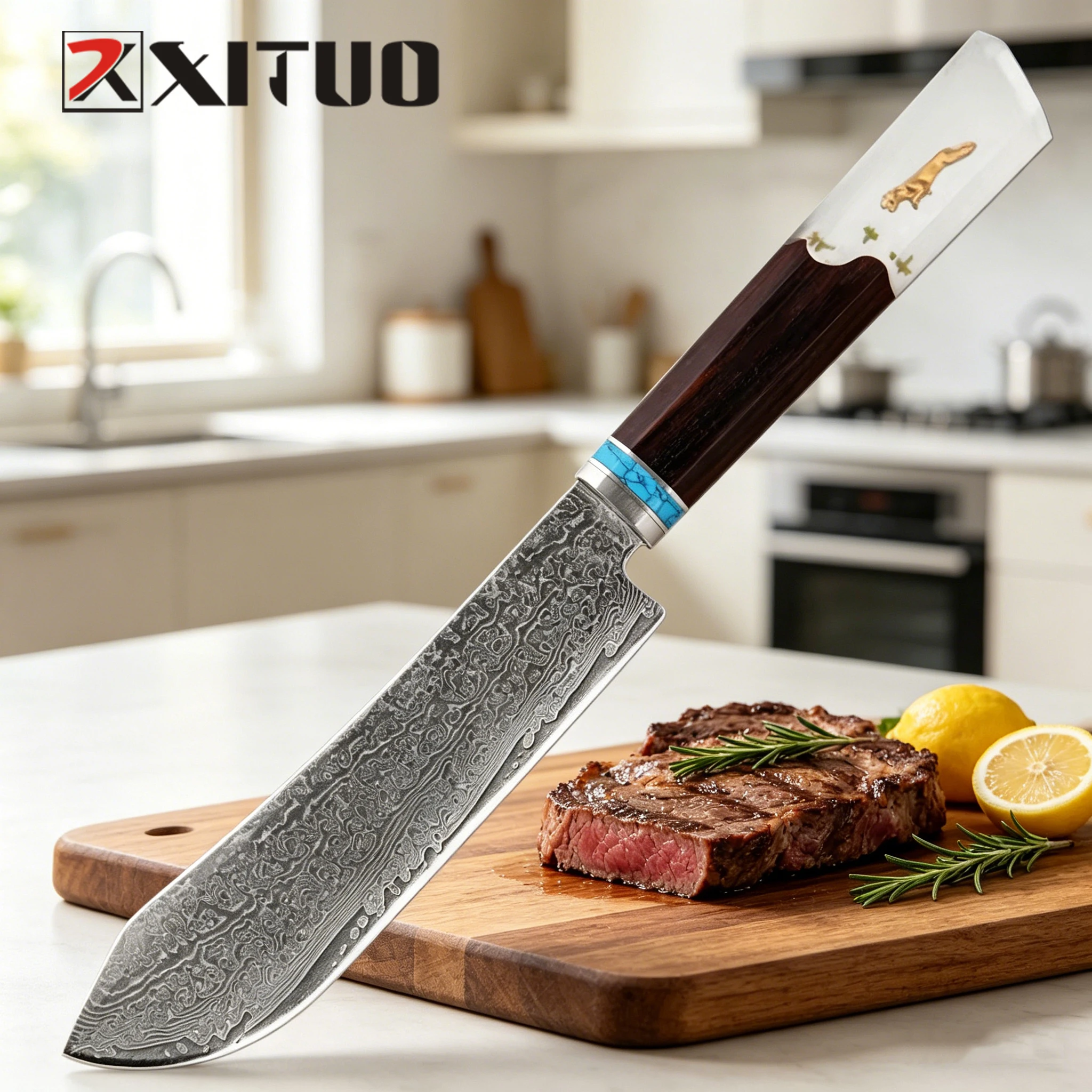 XITUO Kitchen Knife Utility Knife,6 Inch Chef Knife Sharp Damascus Steel,Multipurpose Paring Knife for Fruit and Vegetable Cut