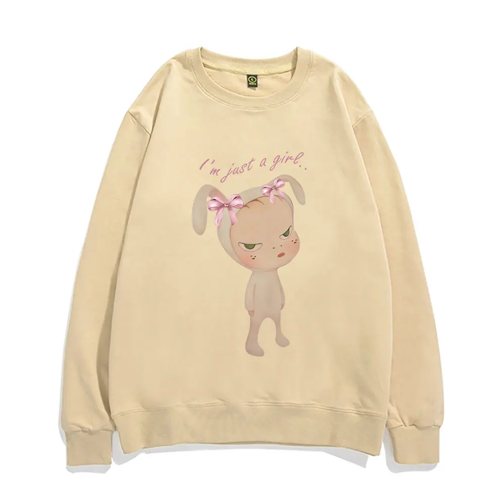 

Yoshitomo Nara Bunny Girl I'm Just A Gire Graphic Sweatshirt Male Fashion Art Aesthetic Pullover Men Women Oversized Streetwear