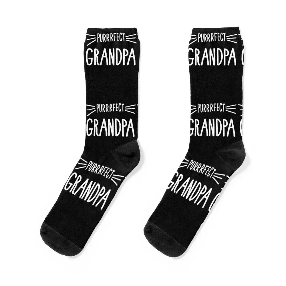 Grandpa Gift Cute Perfect Grandpa Cat Lover Granddad design Socks funny gifts with print aesthetic cycling Socks For Girls Men's