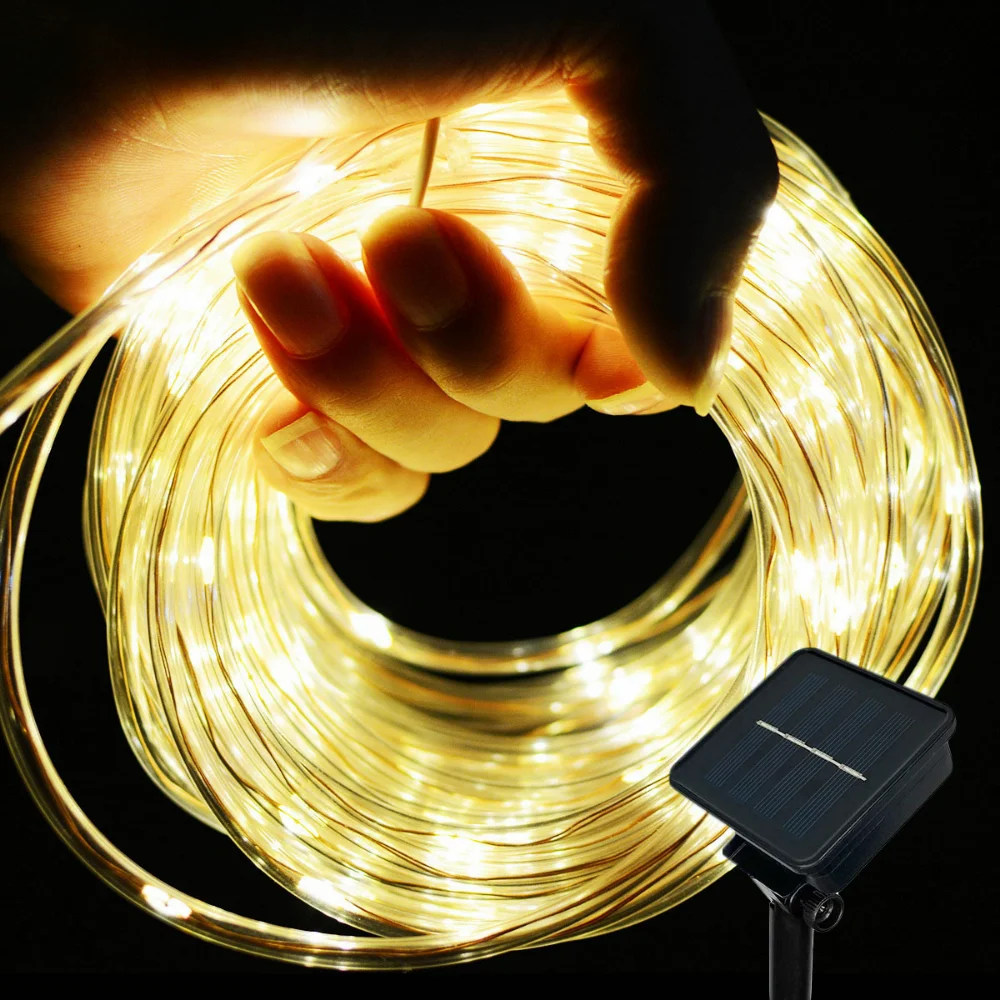 Solar Rope Lights 8 Modes Outdoor Waterproof LED 110FT Solar Powered Tube Lights for For Garden Fence Yard Christmas Decor