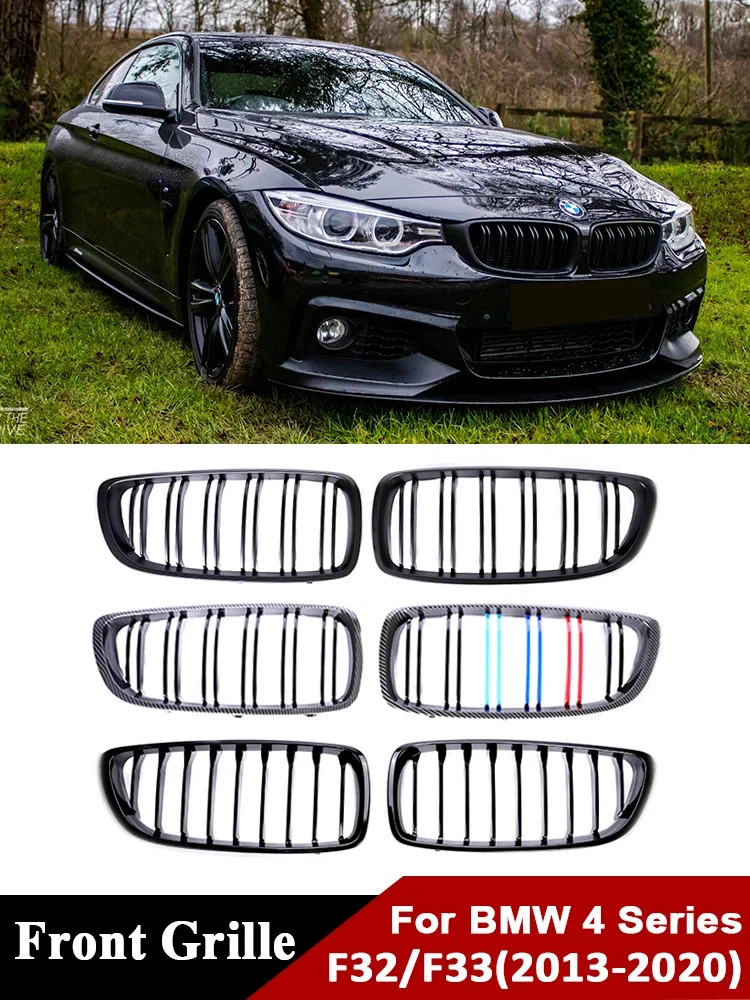 

For BMW 4 Series F32 F33 F36 F80 F82 F83 M4 Front Bumper Kidney Gloss Black Grill Refiting M Color Grille Cover 2013-2020