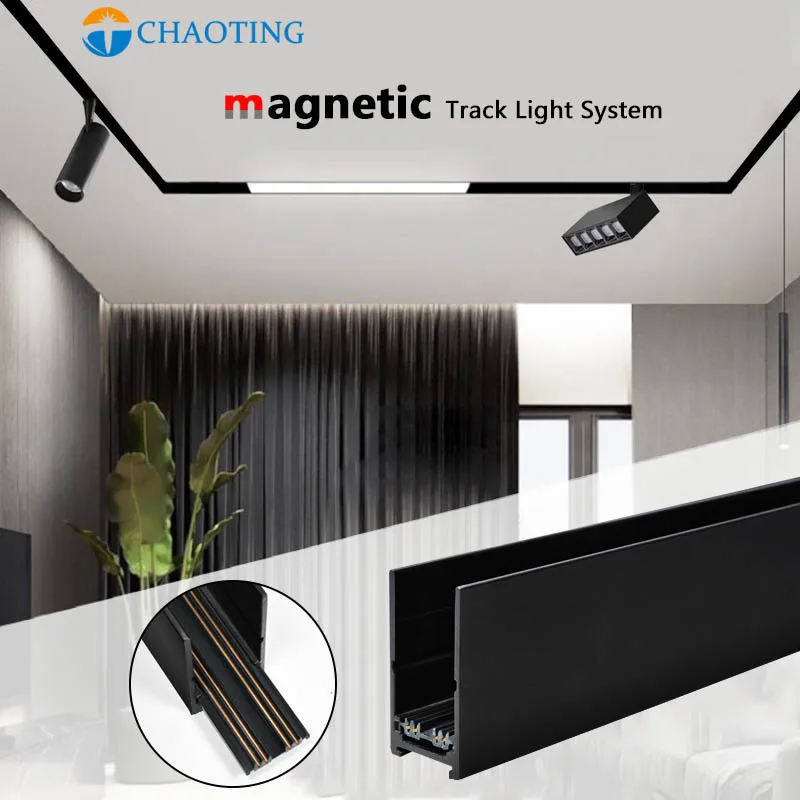 

Surface Hanging Aluminum 0.5M 1M 4 Wires Rails Track Lights Commercial Spotlight Linear Led Spot Magnetic Lighting System