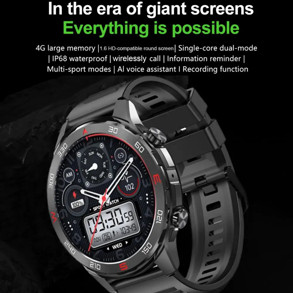 

Watch with Multiple Menu Modes 1.6-inch Screen Watch Ip67 Waterproof Fitness Tracker Smartwatch with 1.6-inch Hd for Playback