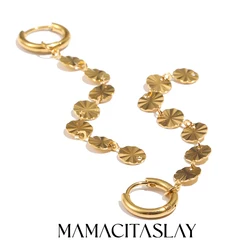 MamacitaSlay 18K Gold Plated Snowflake Long Tassel Hoop Earrings 316L Stainless Steel Waterproof Jewelry For Women Everyday Wear