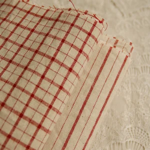 Vintage striped cotton fabric, red linen grid, Japanese style tablecloth, cloth bag dress, 140x50cm 6 Main Sales Bag Screen - №2