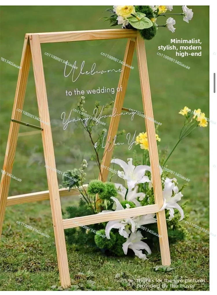 Double-sided Transparent Board Display Stand Wooden Billboard Door Mirror Acrylic Display Board Three-dimensional