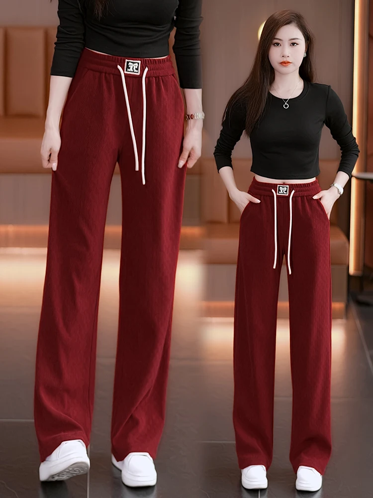 

Ankela High Waist Wide Leg Pants Women's Spring Autumn 2026 New Elastic Loose Drapey Casual Straight Cut Trousers