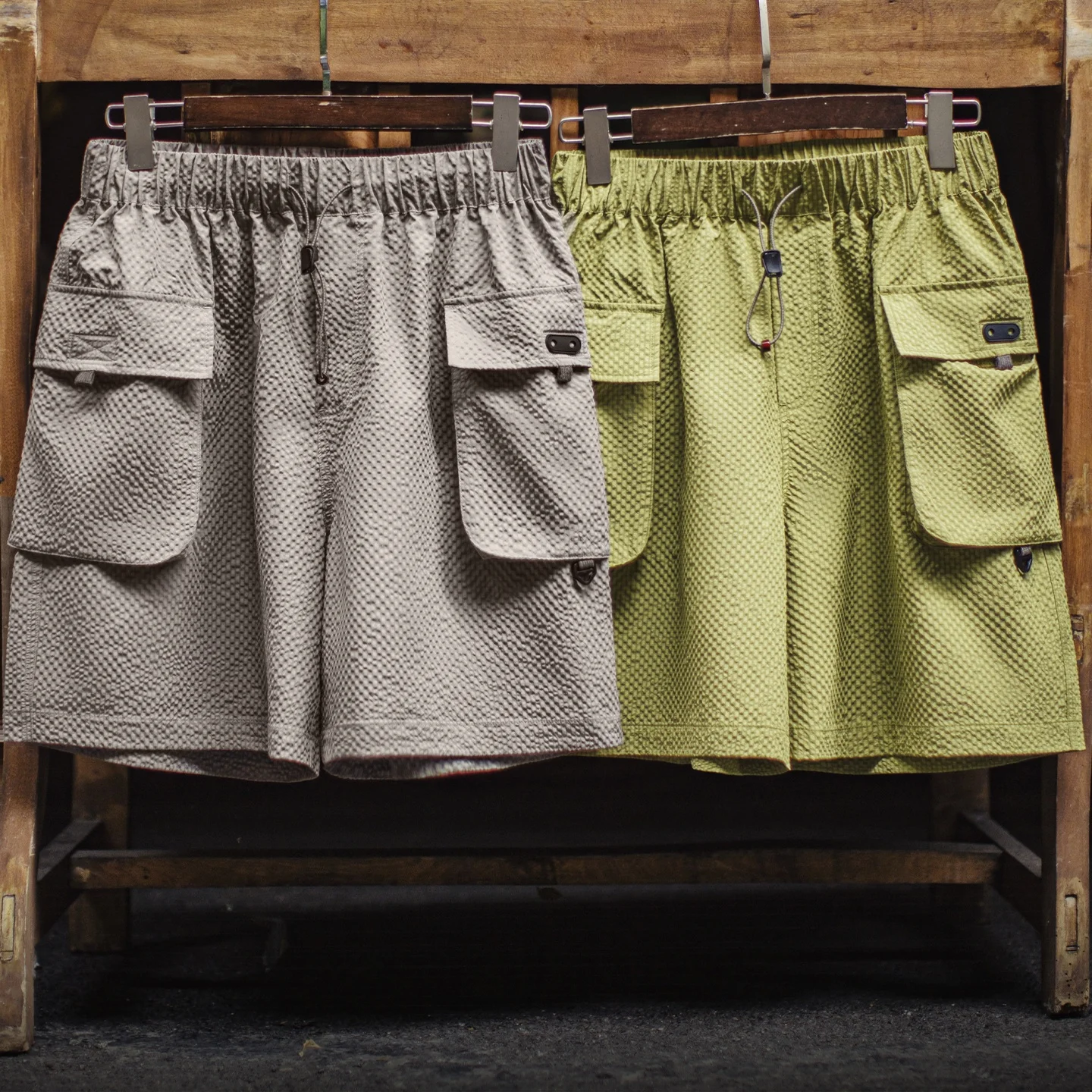 Maden Men's Lightweight Seersucker Five Inch Shorts American Retro Mountain Style Techwear Thin Casual Summer Men Bottoms
