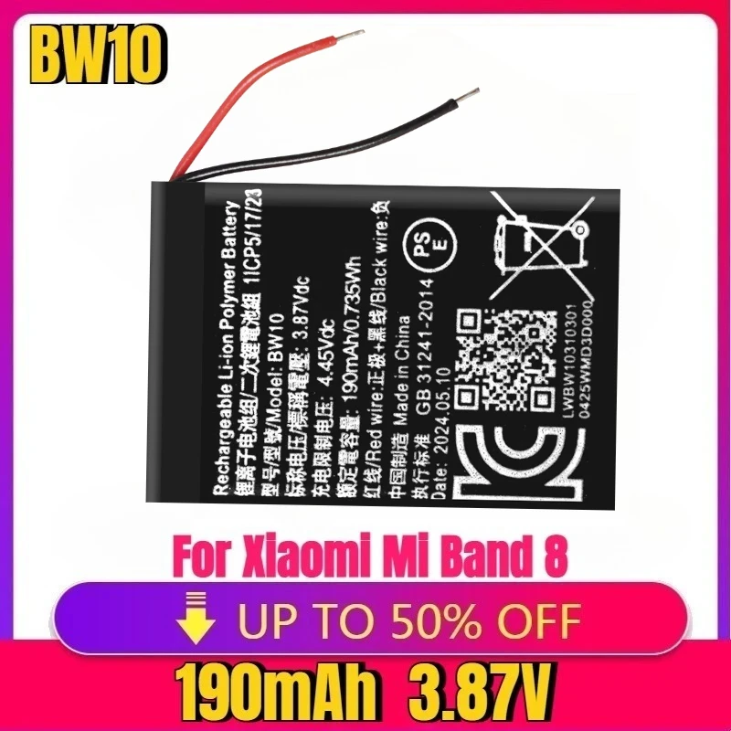

For Xiaomi Mi Band 8 M2239B1 M2240B1 Batteries New High Quality 3.87V 190mAh BW10 Replacement Battery