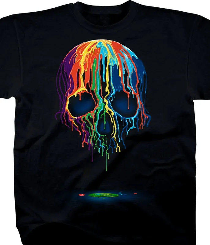 

Melting Paint Art Design Skeleton Printed T-Shirt. Summer Cotton Short Sleeve O-Neck Mens T Shirt New S-3XL