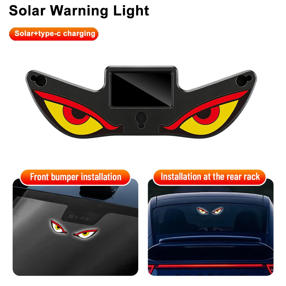New Solar Demon's Eye Car Dynamic Eyes LED Light Blinking Moving Eyes Car Lights Ambience Lamp Decoration Free of Wiring