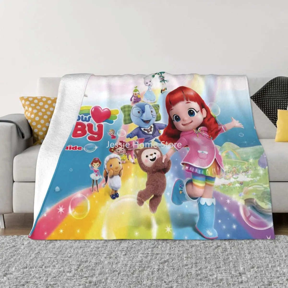 

Rainbow Ruby Lulu And Bear Blanket Flannel Summer Cartoon Anime Breathable Super Soft Throw Blanket for Sofa Couch Quilt