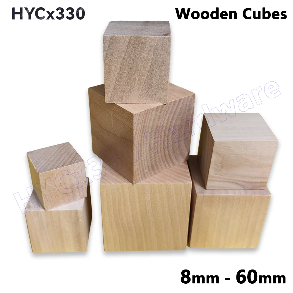 Wooden Cubes, Wood Blocks for Crafting, Natural Unfinished Wood Square Blank Wooden Blocks for Puzzle Painting Craft Decorating