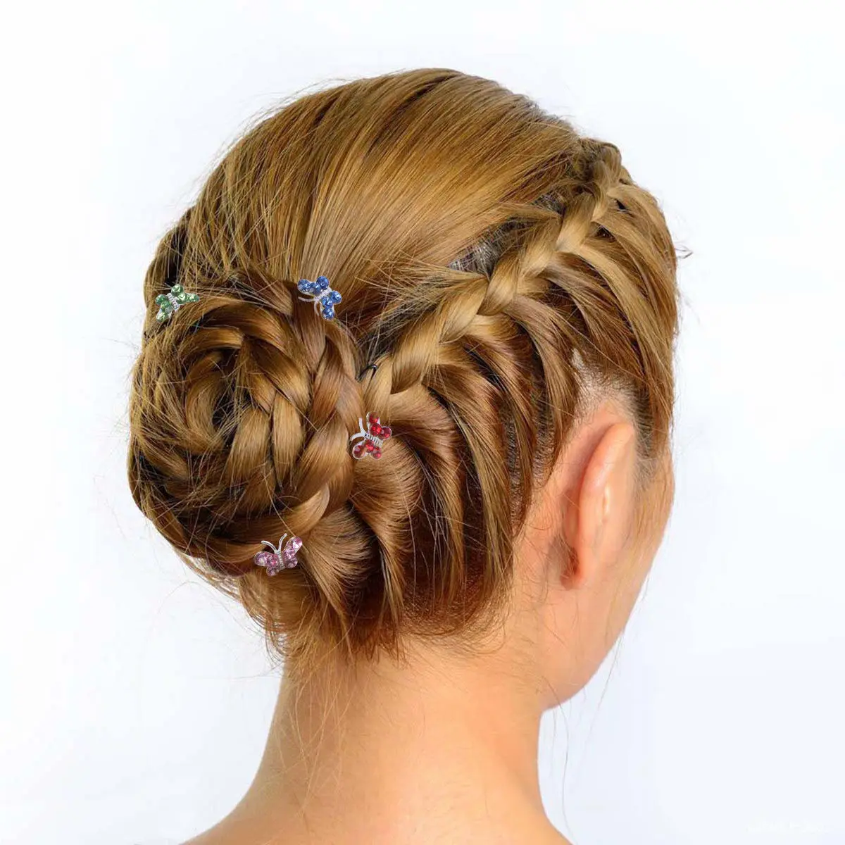

30pcs Rhinestone Butterfly Hairpin Luxury Bridal Hair Stick For Wedding Party Updo Hair Chopsticks Women Fashion Accessory