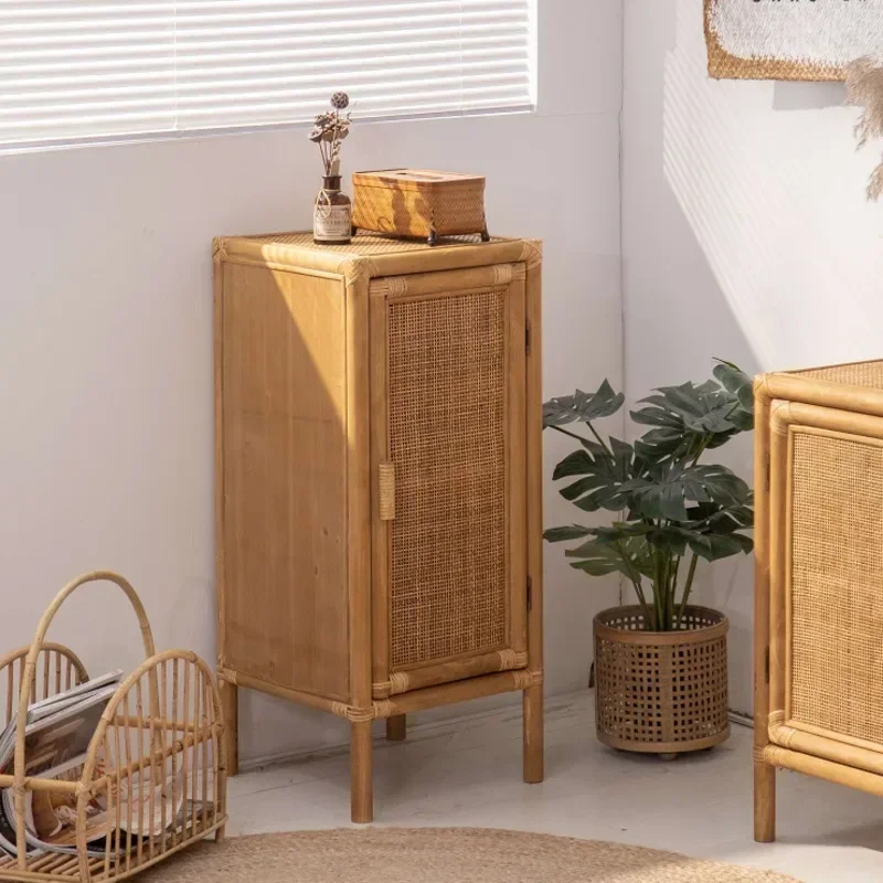 Rattan Woven Storage Box Light Luxury Porch Table for Small Family Living Room Kitchen Cupboard Against Wall Storage