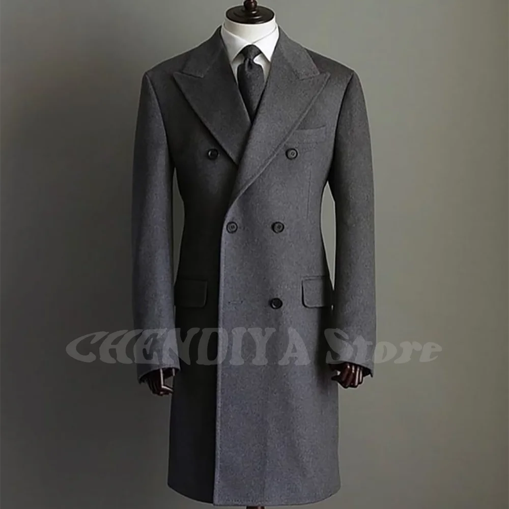 

Luxury Men's Suit Jacket Elegant Double Breasted New Autumn Male Blazer Peaked Lapel Formal Evening Banquet Jacket One Piece