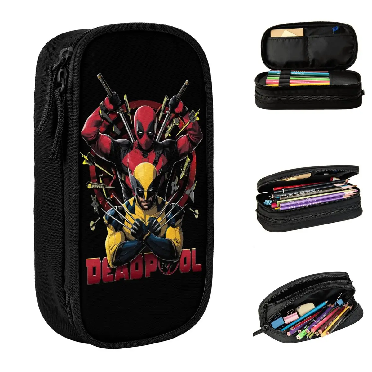 

Deadpool & Wolverine Together Pencil Case Classic Friendship Pen Box Pencil Bags Large Storage Students School Gift Pencil Box