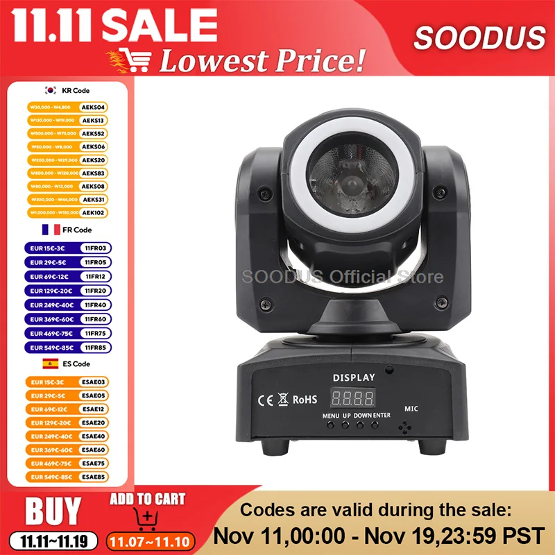 

Dj Light 60 Вт с подвижной головкой, голосовое управление DMX512 RGBW для освещения точечного узора, ручной фокус, DMX, вращающийся светодиодный сценический светильник