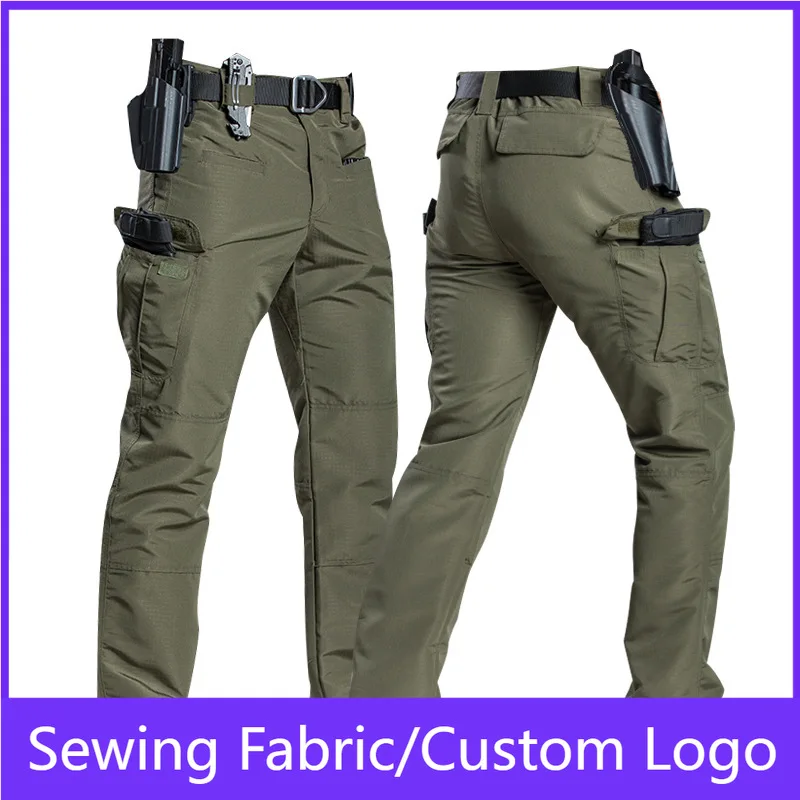 Men's Tactical Pants Multi-Pocket Ripstop Spring Autumn Outdoor Military Hiking Work Combat Trousers Water Resistant Breathable