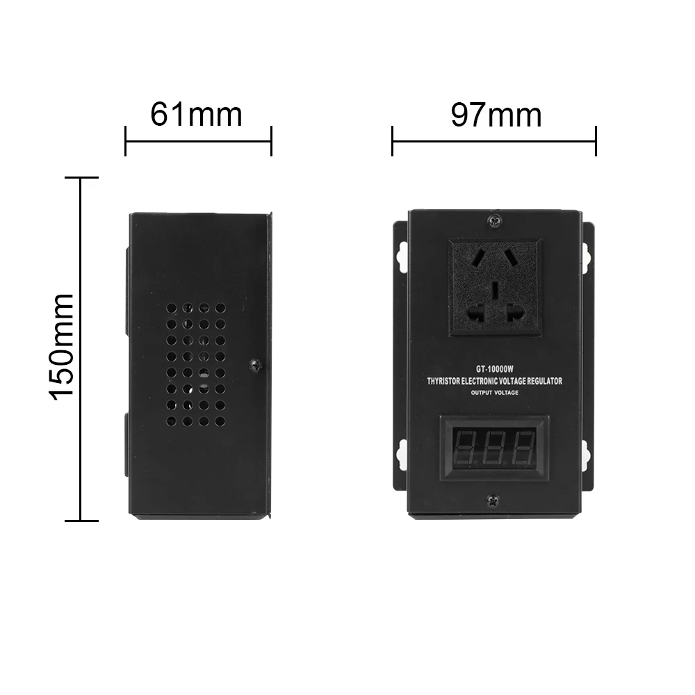 Dimmer Thermostat AC 220V 10000W Black SCR Electronic Voltage Regulator Temperature Speed Power Adjust Controller