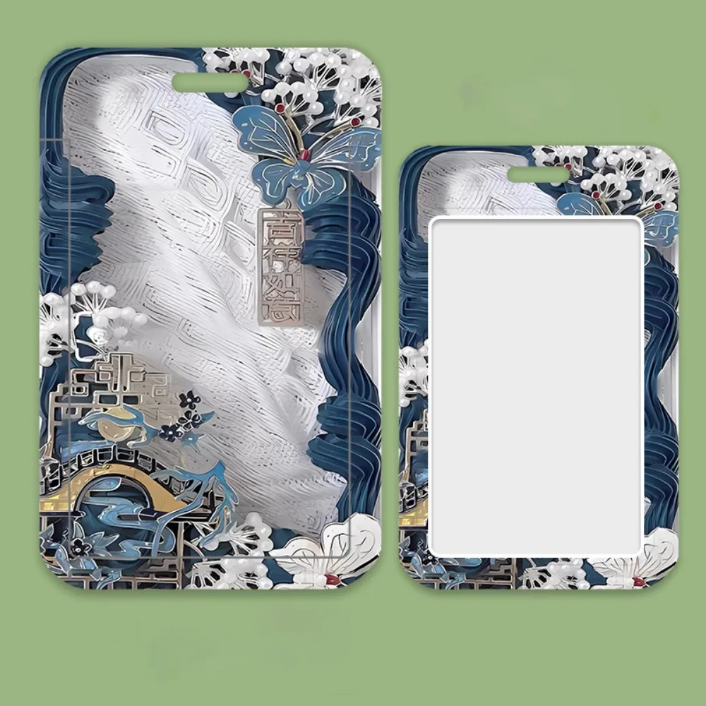 Portable Printing Slide Card Case Plastic Butterfly Flower Card Sleeve ID Protection Set