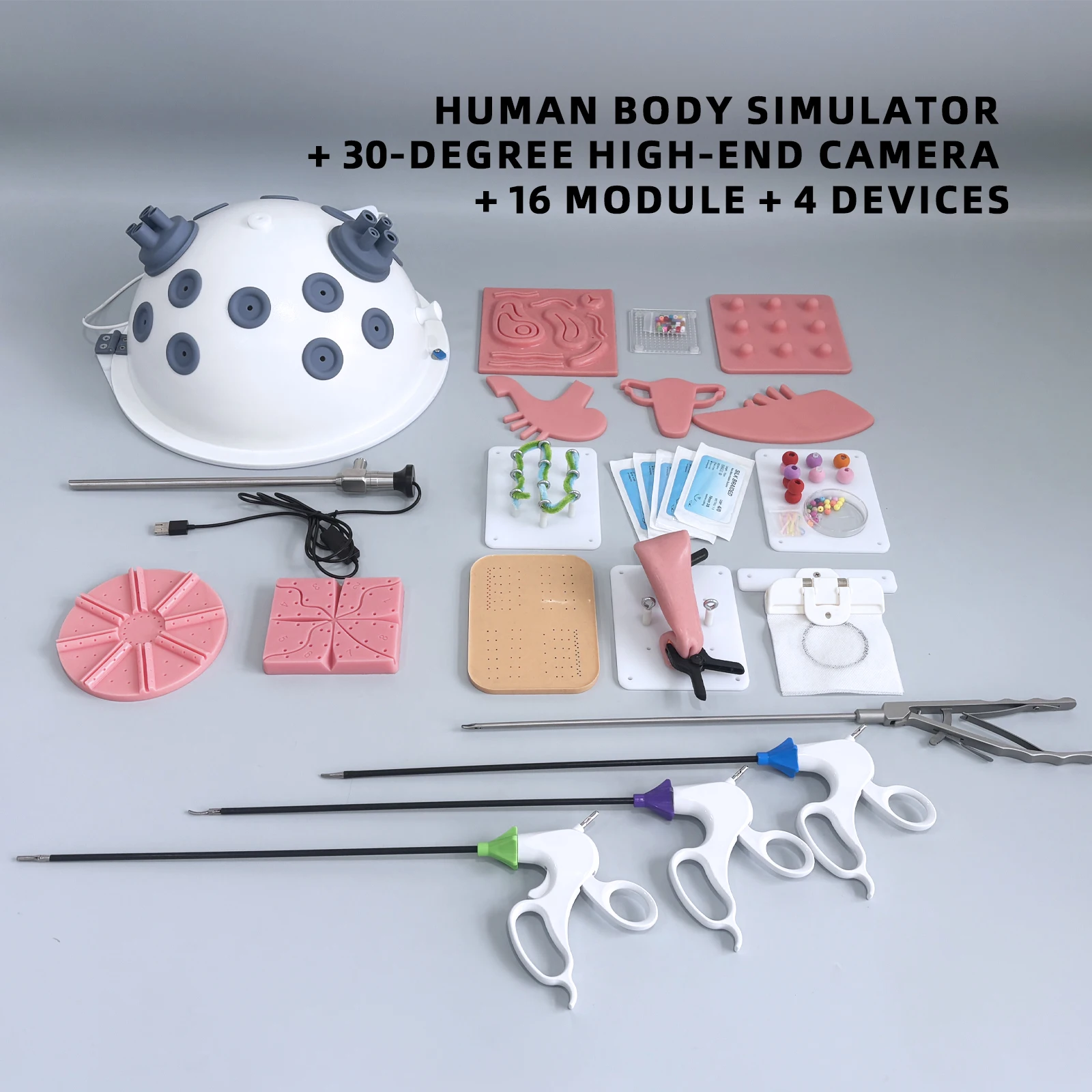 Spherical Laparoscopic Training Kit, with Four Instruments and 14 Training Modules
