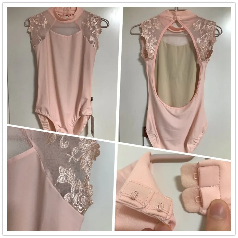 Ropa de práctica Sexy de una pieza para mujer, traje de baile de gimnasia de encaje, leotardo de Ballet de cuello alto para adultos