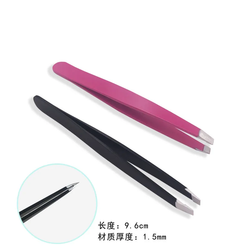 Stainless Steel Black Oblique Eyebrow Clipper Beauty Tool Eyebrow Clipper with False Eyelash Tweezers