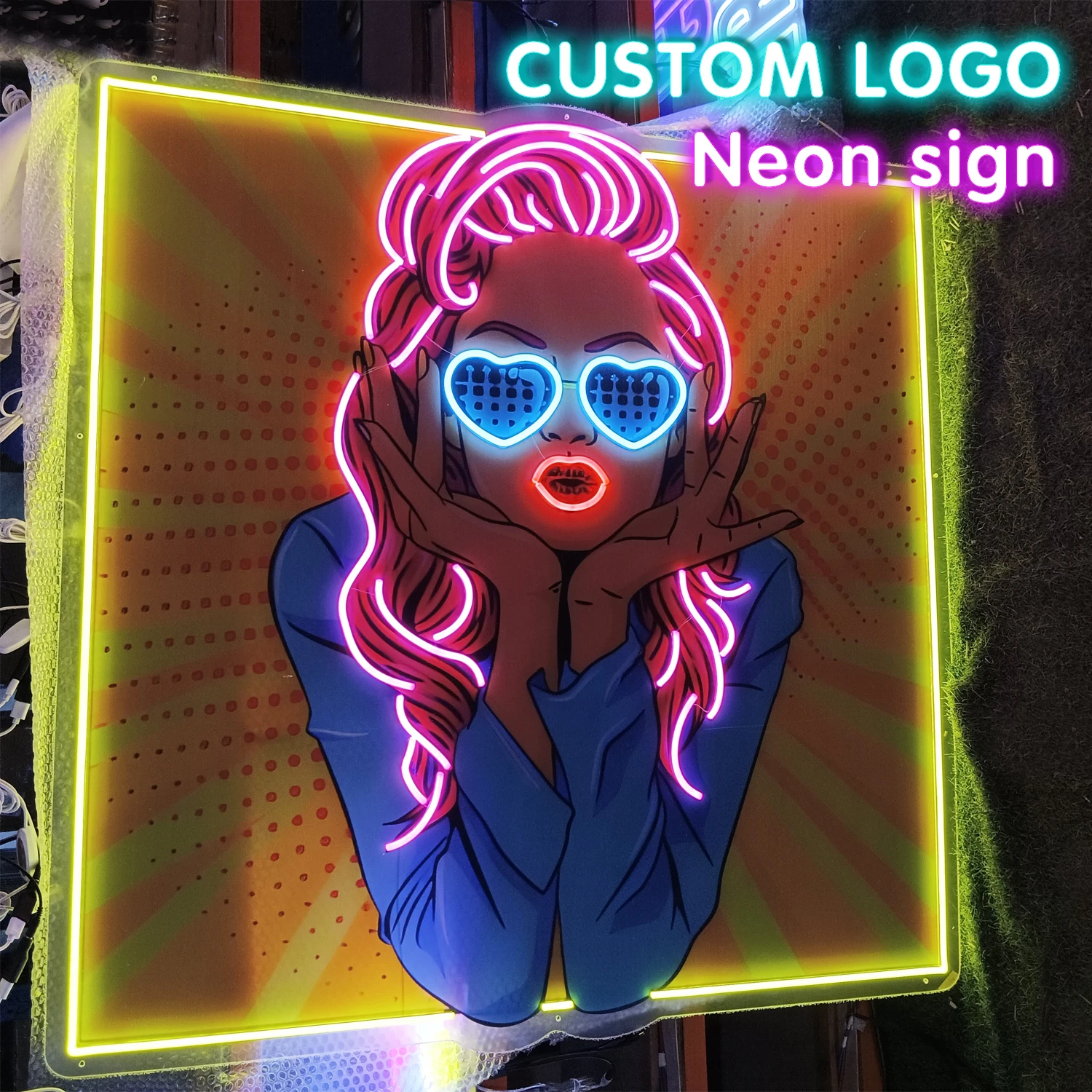 Tanda Neon tanda 3d khusus untuk logo bisnis, LEd kustom besar tanda Logo bisnis Neon tanda logo kustom, led tanda logo cetak UV