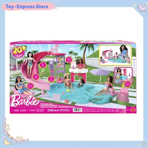 Barbie Doll Toys Barbie Dream Swimming Pool Set Playing House Role-Playing Princess Doll Girl Kids Toys Children Birthday Gift