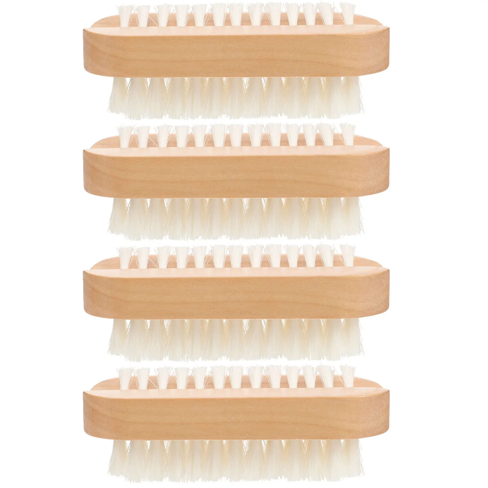 4-teilige Nagelbürste aus Holz, natürliche Borsten, leicht zu reinigende Nagellücken, langlebig, tragbar, multifunktionale Nagelbürste aus Holz