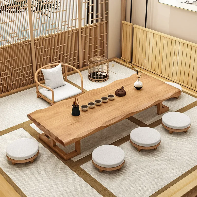 Japanese Tatami Solid Wood Tea Table Simple Household Zen Sitting Low Table for Living Room Bay Window