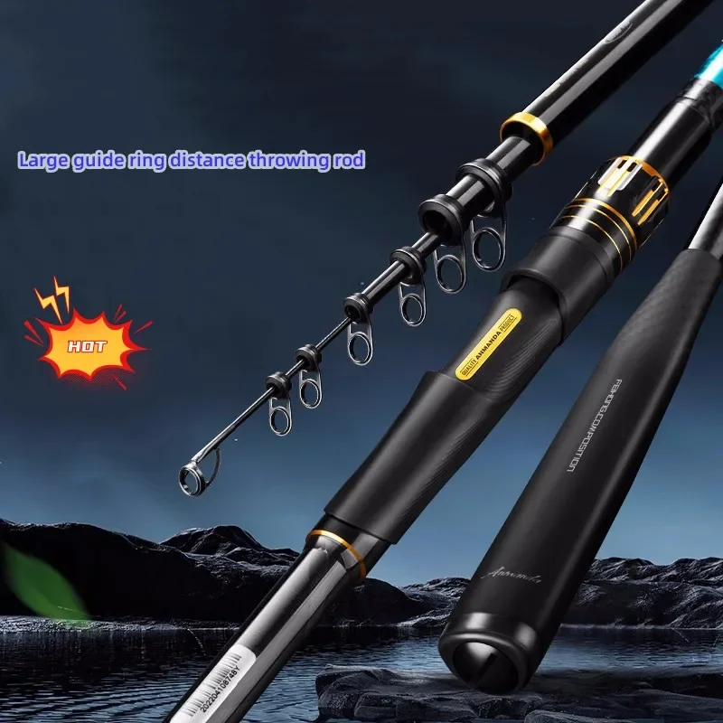 Anmanda rod Ultralight Telescopic Rock Fishing Rod 3.6m 3.9m 4.5m Ultra light Carbon Poles Ocean Rock Casting Rod 4 # 5 #