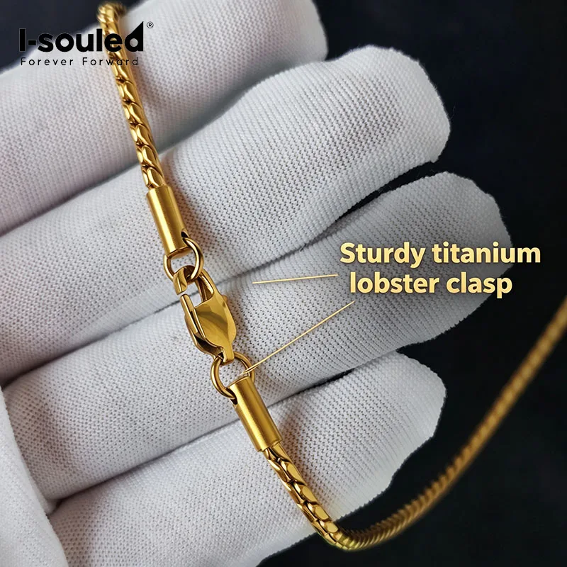 Pure Titanium Twisted Rope Chain Necklace 2.5mm PVD Gold Coated Hypoallergenic Unisex Fashion Jewelry For Sensitive Skin