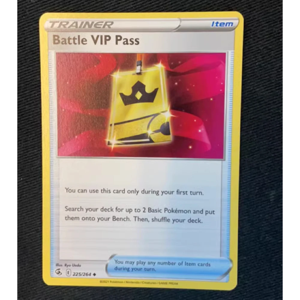 battle vip pass pokemon card - 225/264 - Uncommon Reverse Holo Fusion Strike Search your deck for up to 2 Basic Pokmon and put them onto your Bench 60PCS Anime Pokemon Battle VIP