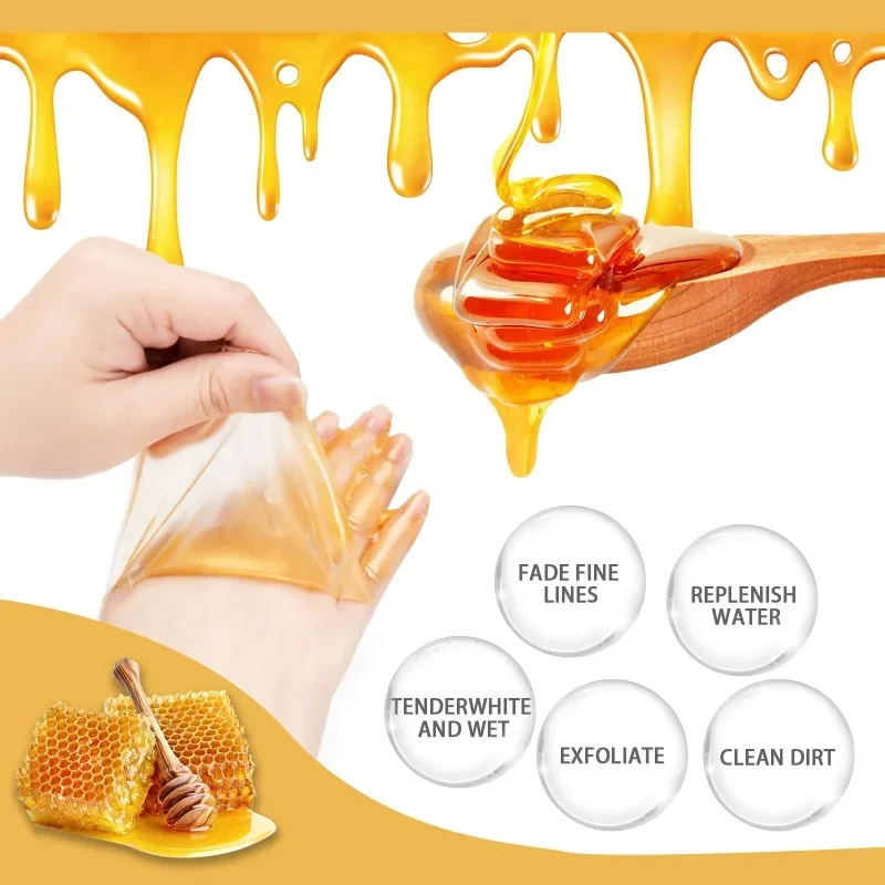 24k Gold Moisturizing Hand Mask Whitening Anti-Aging Honey Hand Wax Nourishing Hand Calluses removal Dry Care Skin Exfoliating